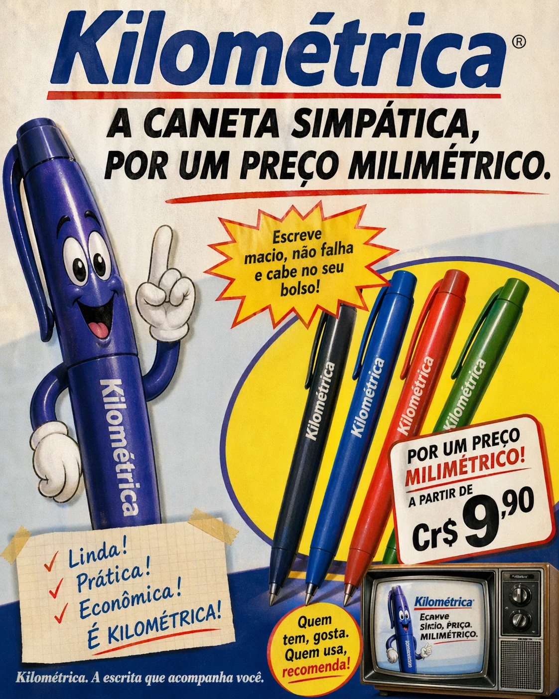 Kilométrica – A caneta simpática, por um preço milimétrico: a propaganda que marcou gerações