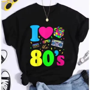Camiseta I Love 80s: Reviva os Anos 80 em 100% Algodão
